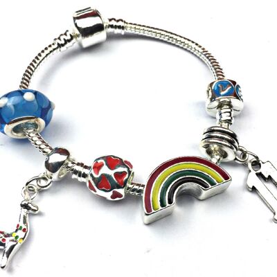 Children's 'Lovely Llama 11th Birthday' Silver Plated Charm Bead Bracelet