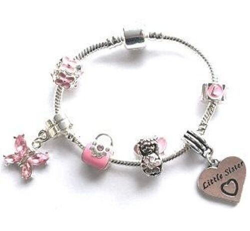 Children's Little Sister 'Pink Fairy Dream' Silver Plated Charm Bead Bracelet