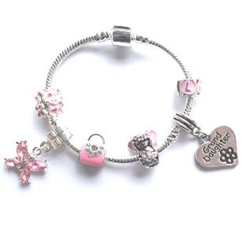 Bracelet de perles à breloques plaqué argent pour petite-fille `` Pink Fairy Dream ''