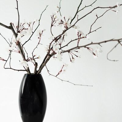 Vase moderne, design innovant, verre haut de gamme noir. RUD30