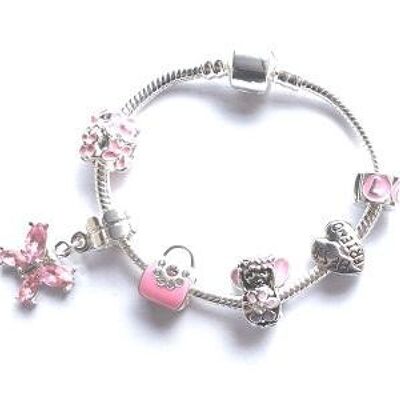 Children's Best Friend 'Pink Fairy Dream' Silver Plated Charm Bead Bracelet