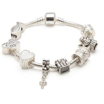 Girls First Holy Communion/Confirmation Charm Bracelet Silver Plated 15cm