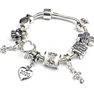 Girls First Holy Communion Silver Plated Charm Bracelet 2021