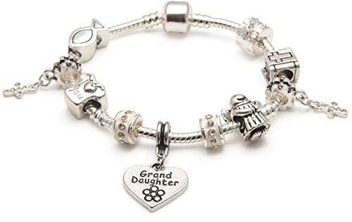 Bracciale da bambina prima comunione/cresima per nipote con ciondolo in argento placcato 15 cm