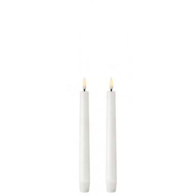 Pack 2 weiße Uyuni lange LED-Kerzen 2,3 x 20 cm