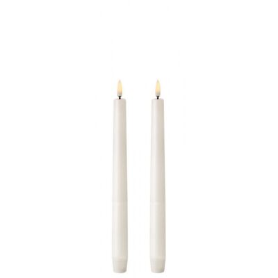 Pack 2 weiße Uyuni lange LED-Kerzen 2,3 x 25 cm