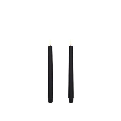 Pack 2 schwarze Uyuni lange LED-Kerzen 2,3 x 25 cm