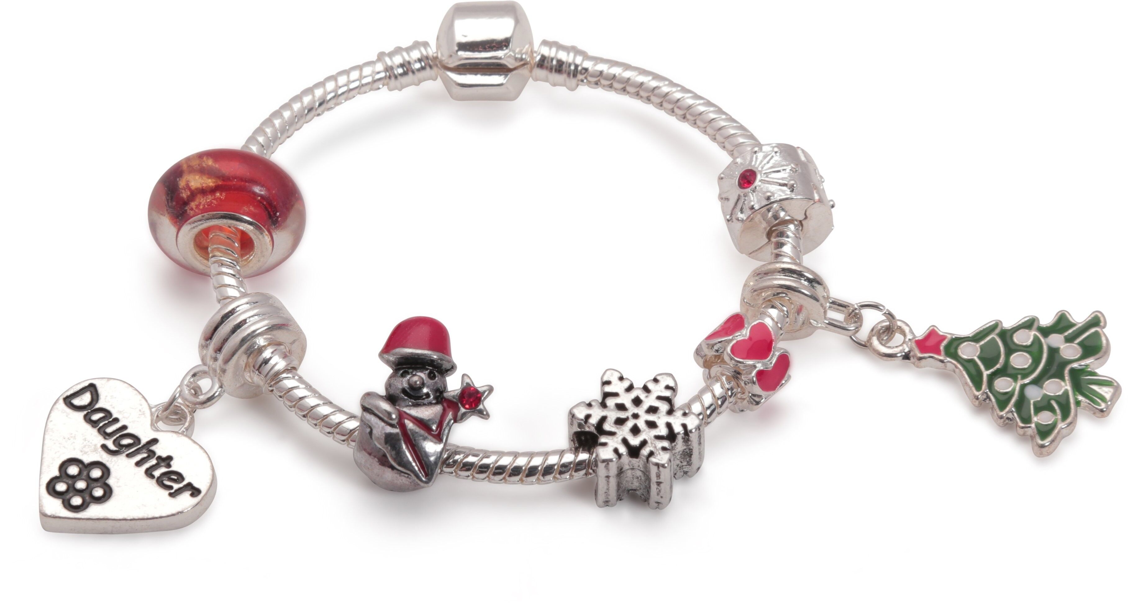 Versilbertes Charm-Armband 'Daughter Christmas Dream' für Kinder