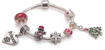 Bracelet à breloques en plaqué argent 'Princess Christmas Dream' pour enfant