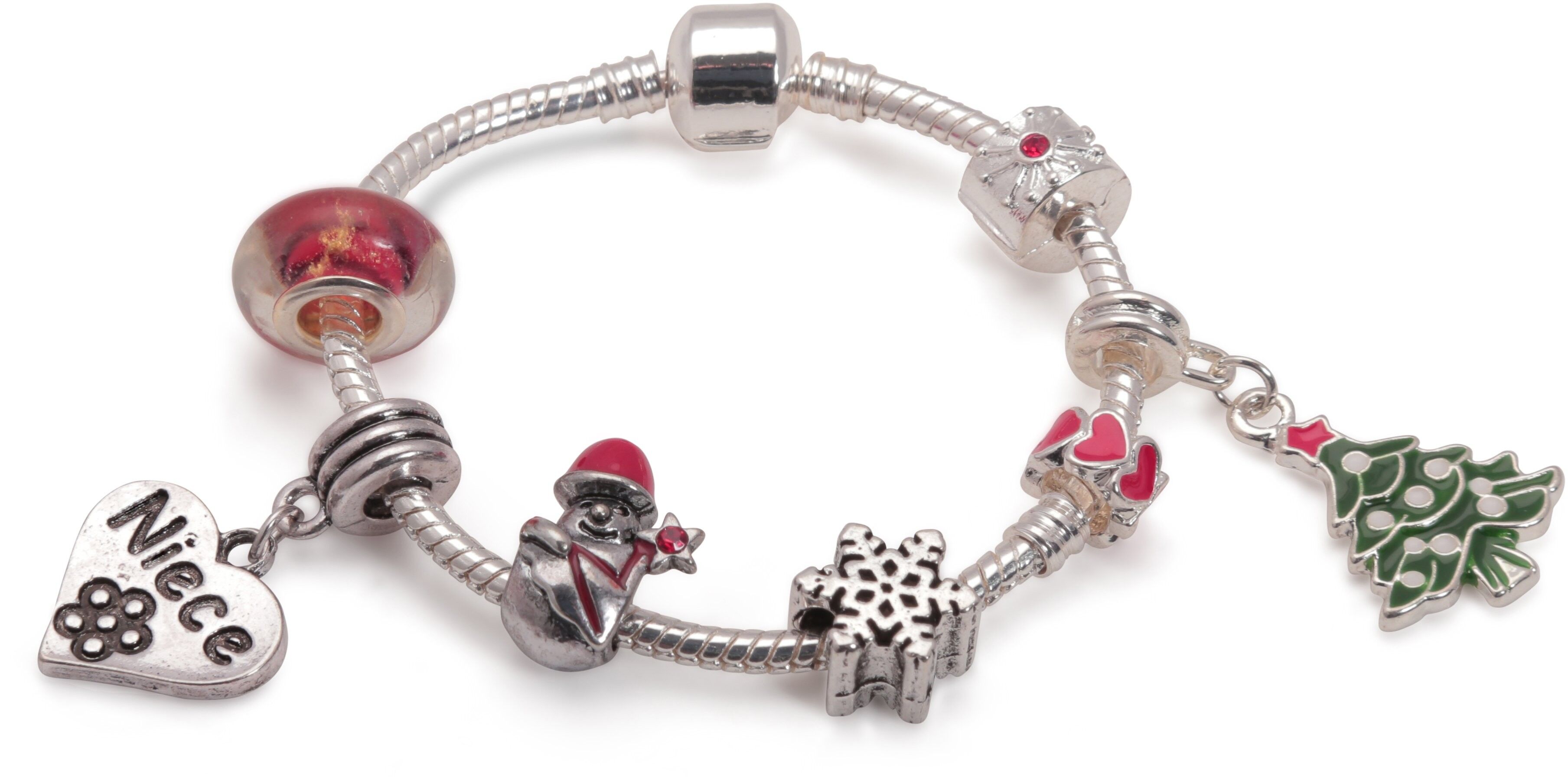 Versilbertes Charm-Armband 'Nichte Weihnachtstraum' für Kinder
