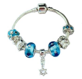 Bracelet à perles de charme plaqué argent `` Étoile de David '' pour enfant