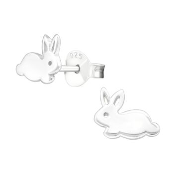 Boucles d'oreilles lapin en argent sterling pour enfants