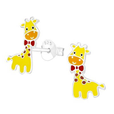 Boucles d'oreilles girafe en argent sterling pour enfants