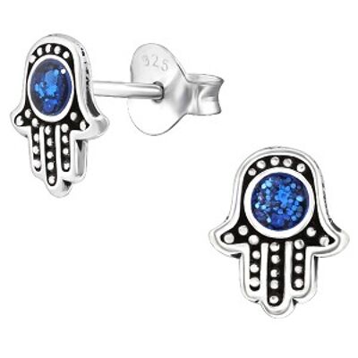 Aretes de plata de ley con la mano de Hamsa / Mano de Fátima para niños