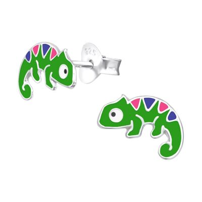 Boucles d'oreilles caméléon en argent sterling pour enfants