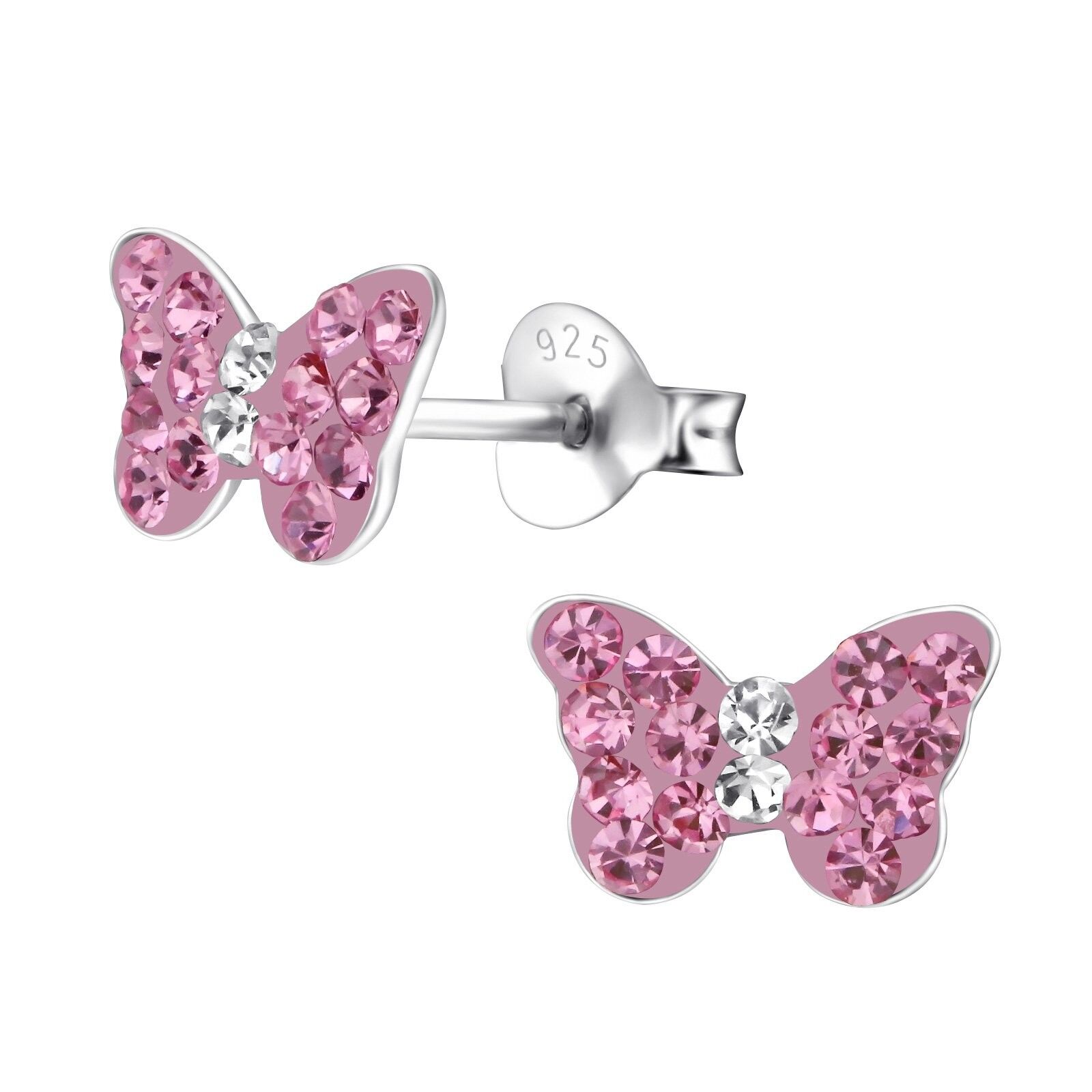 Sterling Silver Pinky Butterfly Kids Pedant with pink and clear crystal 2024 925 New