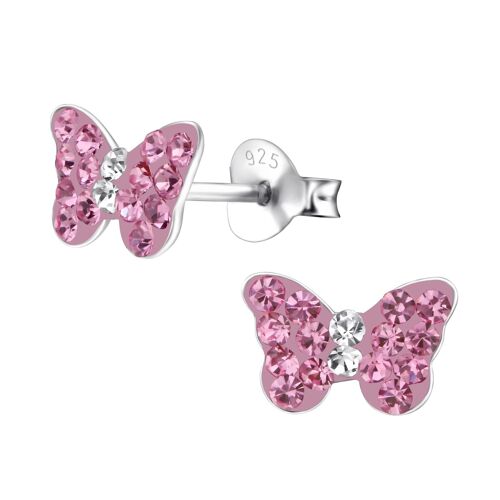 Kaufen Sie zu Sterling \'Pink Großhandelspreisen Butterfly\' Sterlingsilber Sparkle für Ohrstecker Kinder Kristall