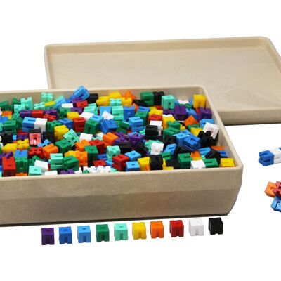 Cubos de pesas enchufables en 10 colores (1000 piezas) | Cubo enchufable de RE-Plastic® de 1x1x1 cm