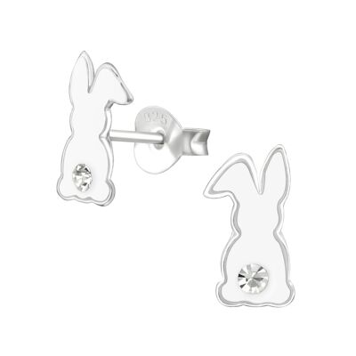 Orecchini per bambini "Bunny Rabbit with Crystal" in argento sterling Sterling