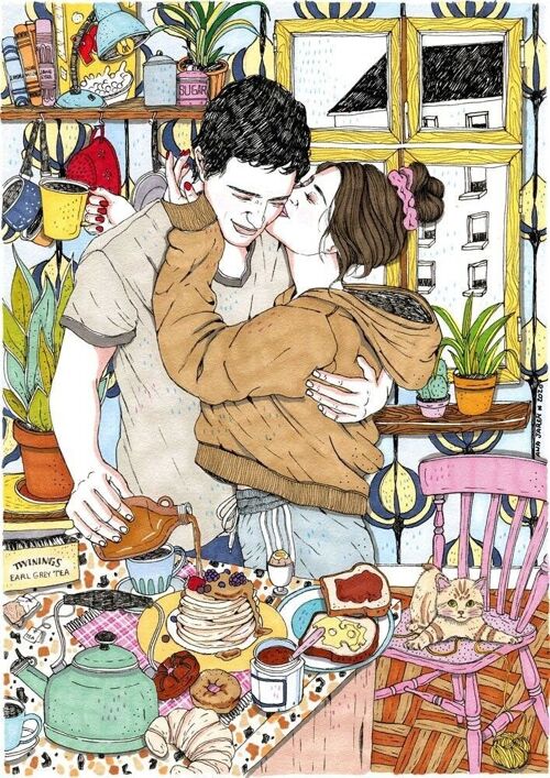 Breakfast and Love - Art Print