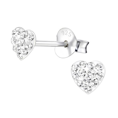 Children's Sterling Silver 'Crystal Heart' Stud Earrings