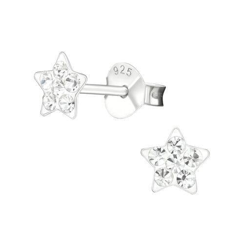 Children's Sterling Silver 'Crystal Star' Stud Earrings