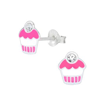 Boucles d'oreilles Cupcake pour enfants en argent sterling