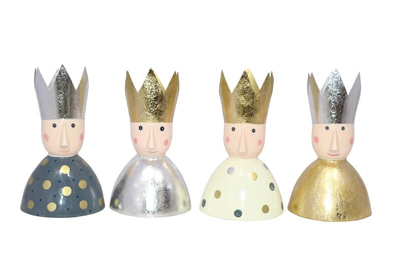 Juego de 4 portavelas cabeza de rey