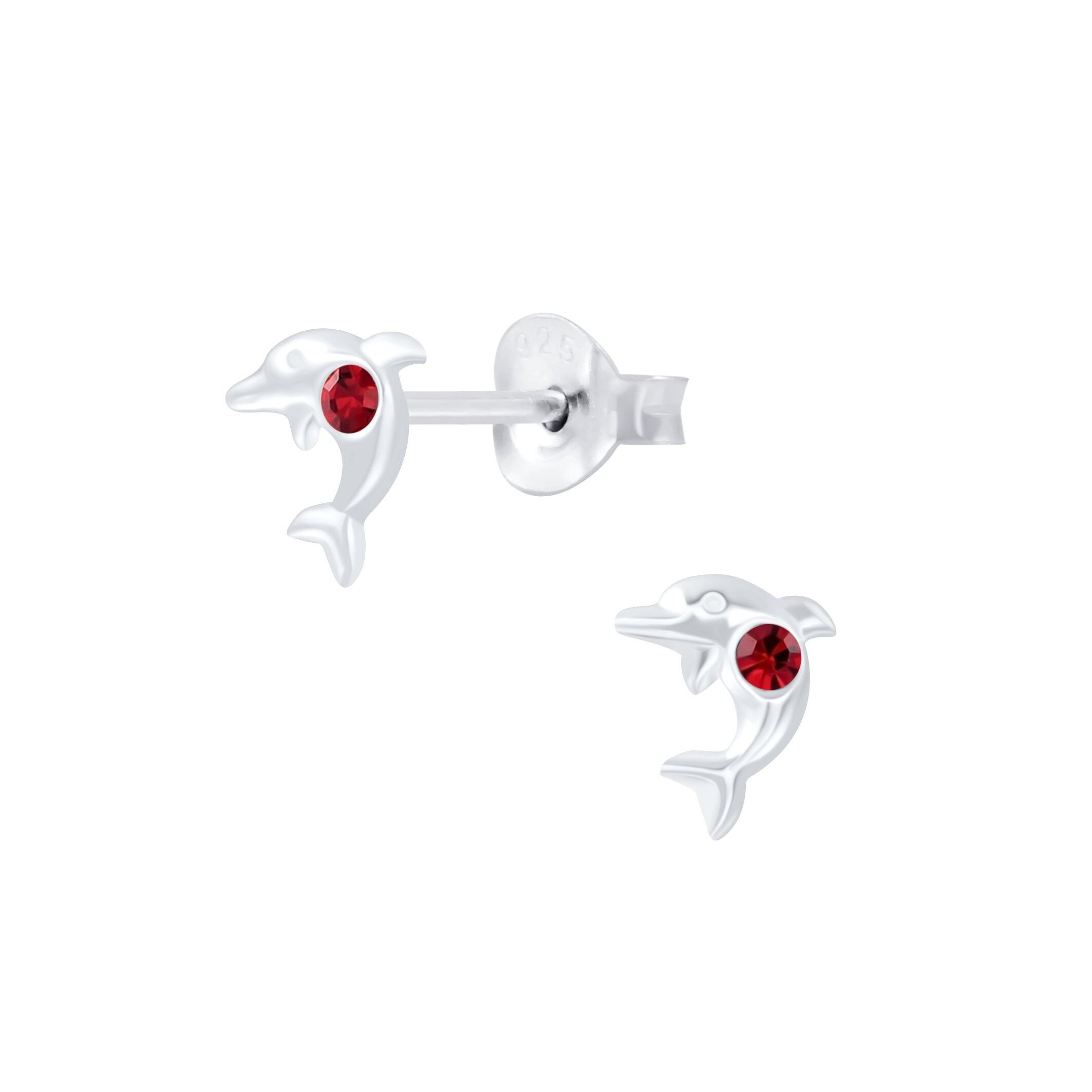 Orecchini a forma di delfino in argento sterling per bambini "January Birthstone"