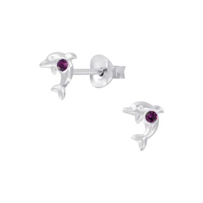 Boucles D'oreilles Dauphin En Argent Massif Pour Enfants