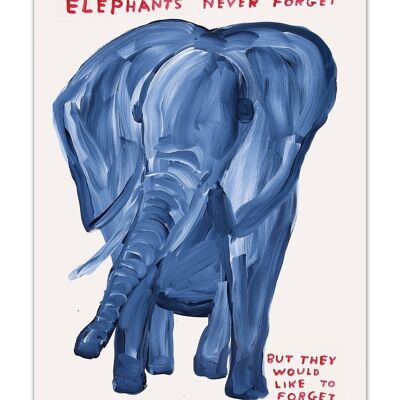 Cartolina - Divertente stampa A6 - Gli elefanti non dimenticano mai