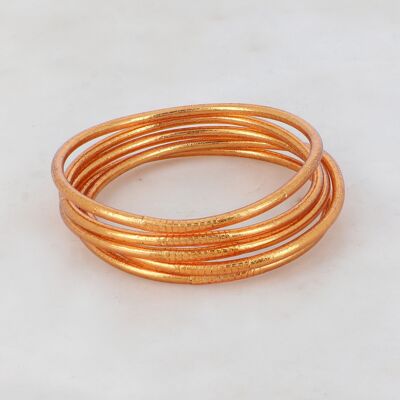 Brazalete budista fino sin mantra talla XS - Cobre oscuro