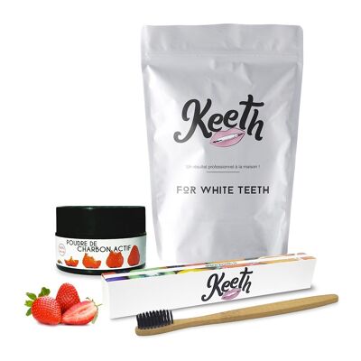 PACK TOOTHBRUSH & CHARCOAL POWDER STRAWBERRY FLAVOR