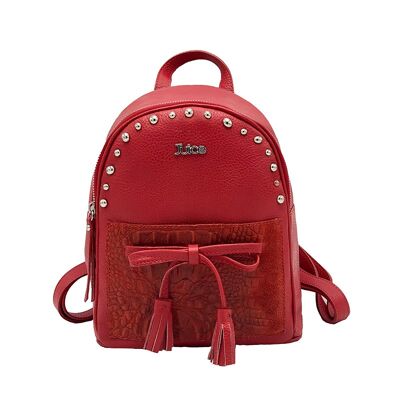 Tumbled and croco printed genuine leather backpack art. 112801C