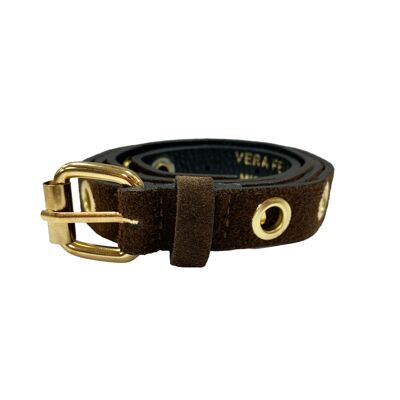 Leather suede belt Pien brown - size 90