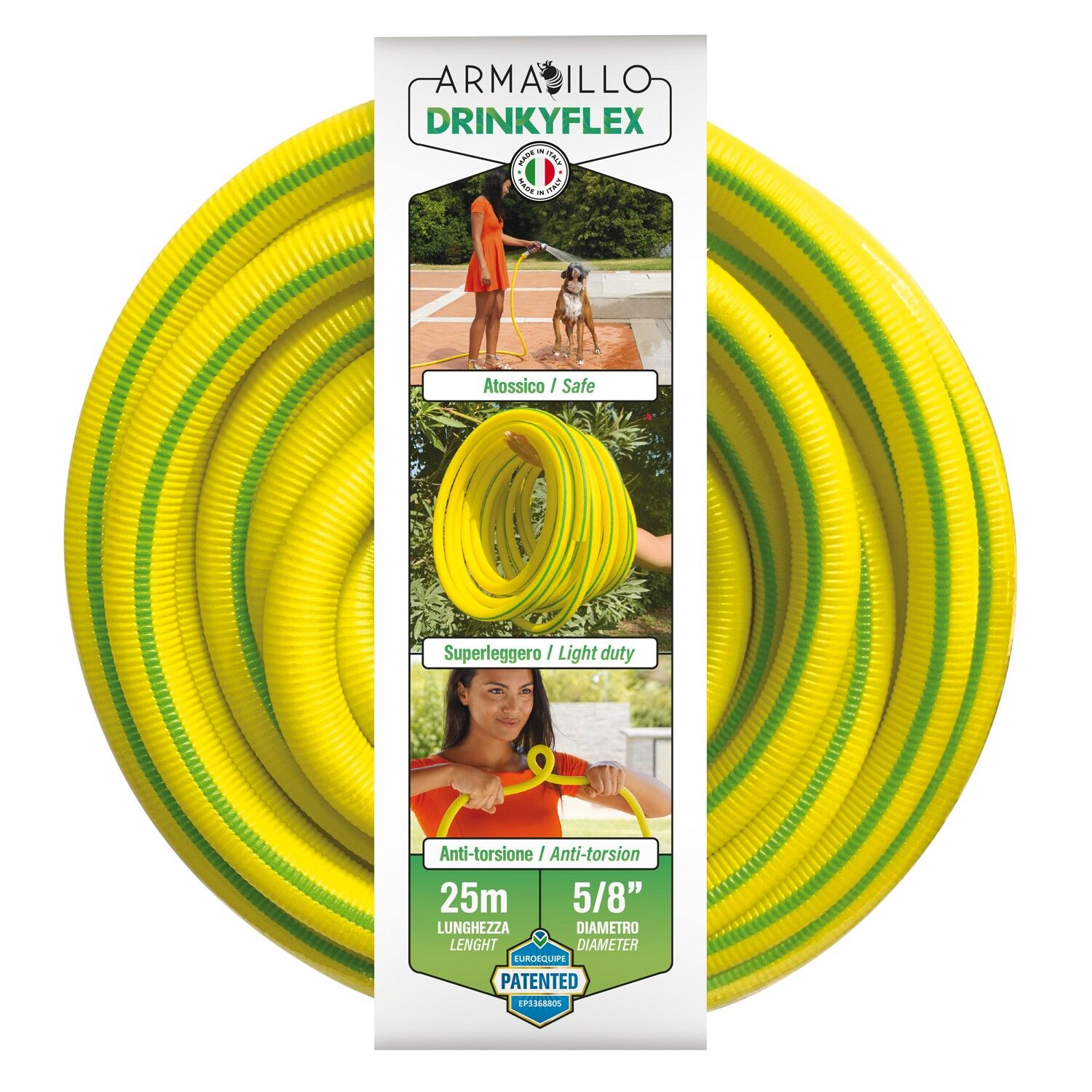 Tuyau d'arrosage ultra léger 25 mètres 5/8", Breveté anti-nœud et anti-torsion