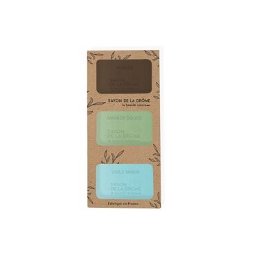 Shea Soaps gemischte Geschmacksrichtungen Vanilla AlmondSweet VoileMarin 3 x 100gr