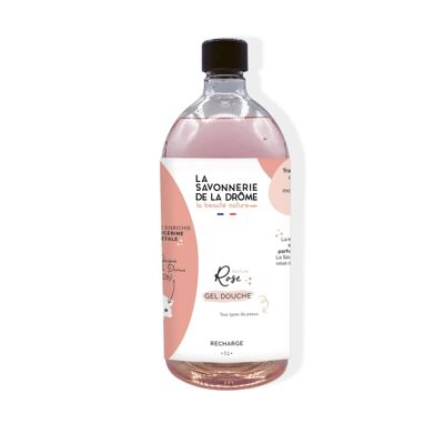 Rose scented shower gel refill 1L