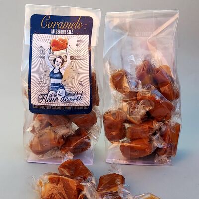 Packet of salted butter caramels and fleur de sel from Guérande