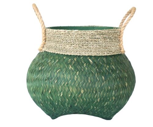 Tarros green bamboo storage basket with rope Small