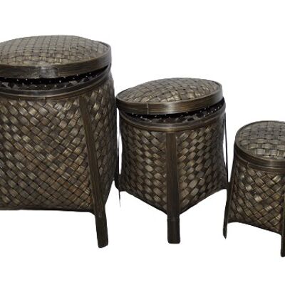 Jars bamboo decoration storage baskets S/3