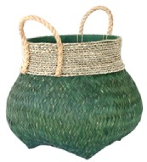 Tarros green bamboo storage basket with rope Large