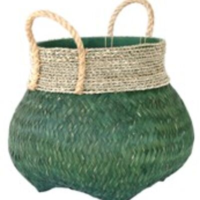 Tarros green bamboo storage basket with rope Large