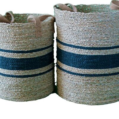 Bella basket round seagrass S/2 (jute handles)