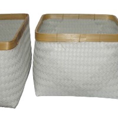 Snow White Bamboo plastic storage Baskets S/3