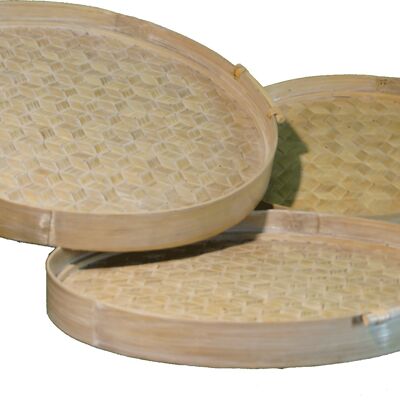 Bandejas round  bamboo  S/3 White