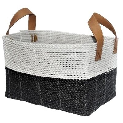 Soraya rectangular basket synthetic handle leather