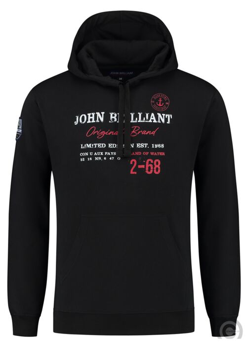 Hoodie sweatshirt with nautical print, Black
