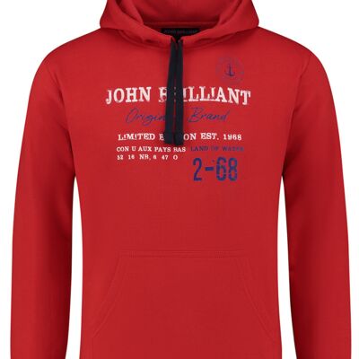 Hoodie-Sweatshirt mit maritimem Aufdruck, Rot