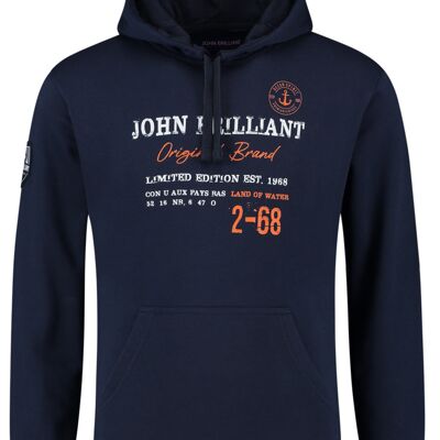 Hoodie sweatshirt with nautical print, Darkblue